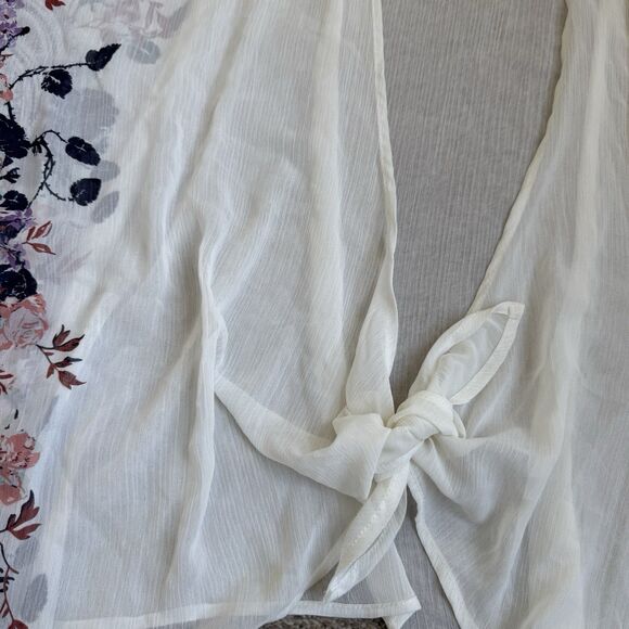 Lightweight Floral Paisley And Cream Kimono Boho Blouse Over Shirt Size Medium - Picture 2 of 5